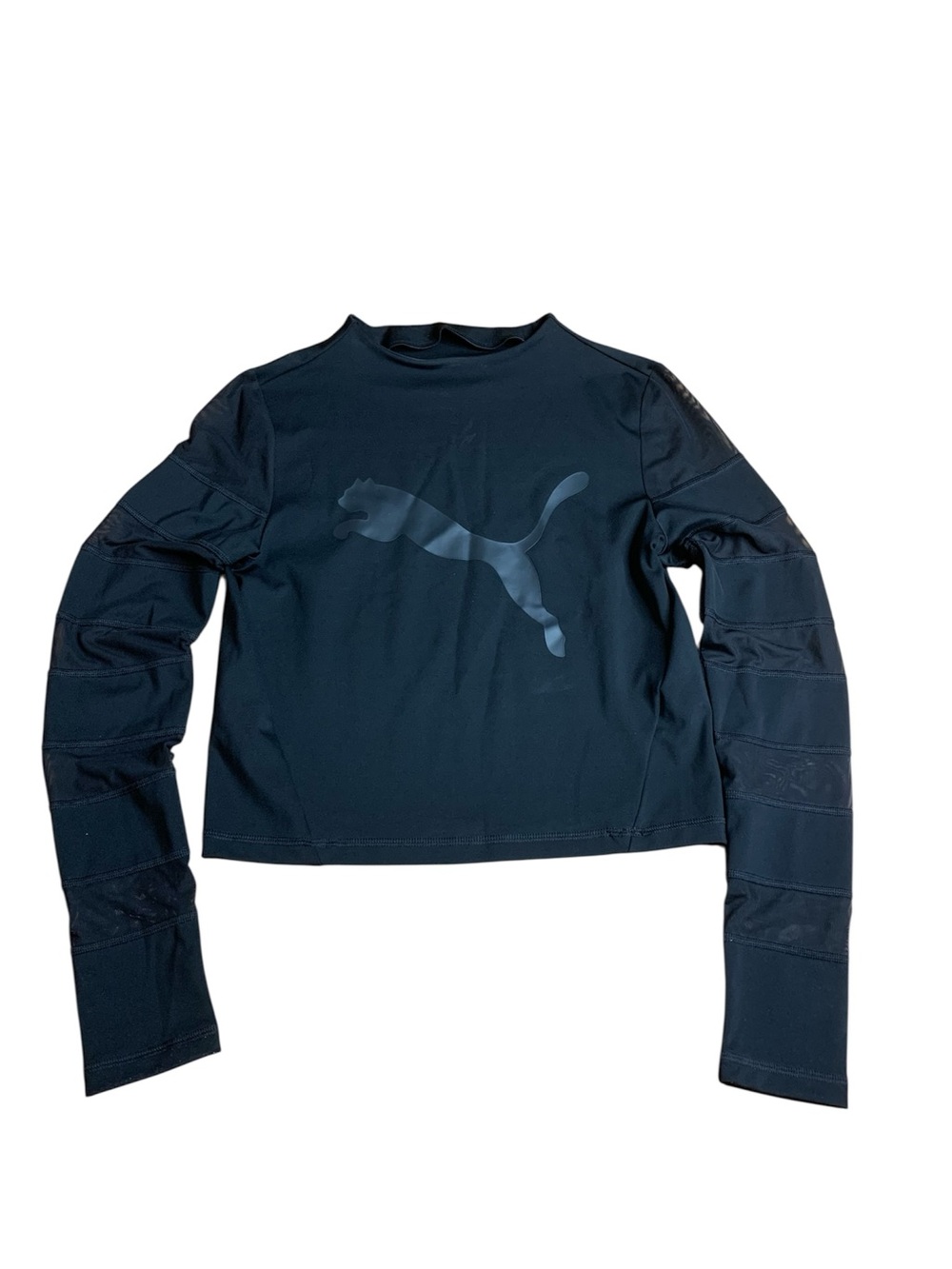 Puma Black Long Sleeve Crop Top with Mesh Detailing Size Small